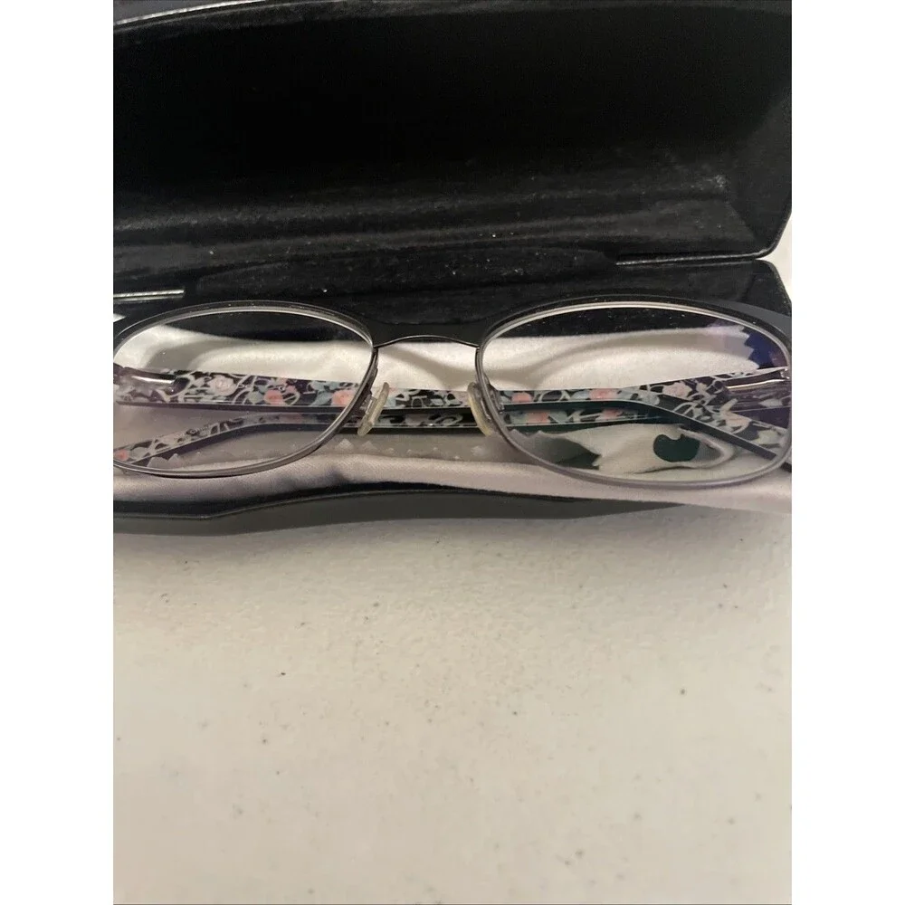 Bebe Eyeglasses Frames BB5185 100 Black Rectangle Rim Floral